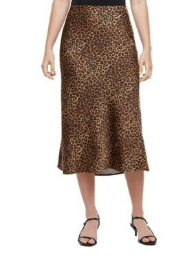 Express Women’s Animal Print Midi Satin Skirt Size XXL